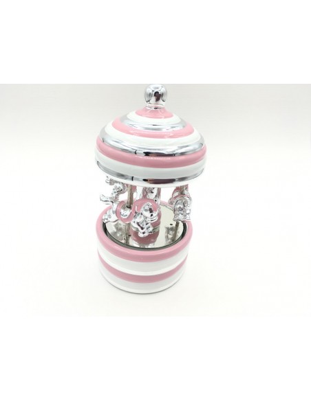 CARRUSEL CON LUZ CABALLOS ROSA