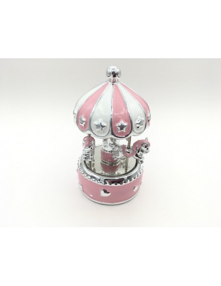 CARRUSEL CON MUSICA GIRATORIO CABALLOS ROSA