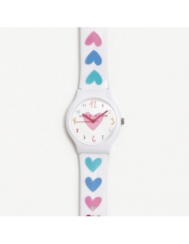 RELOJ PEQUEÑO FLIP CORAZONES ARCOIRIS