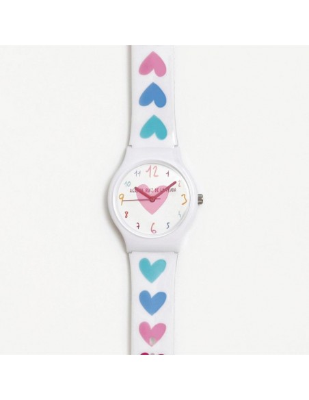 RELOJ PEQUEÑO FLIP CORAZONES ARCOIRIS