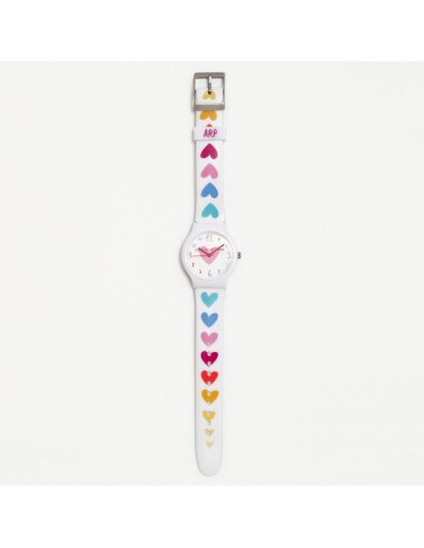 RELOJ PEQUEÑO FLIP CORAZONES ARCOIRIS
