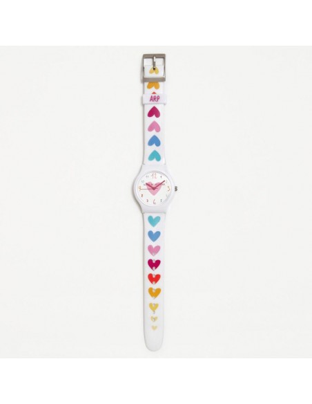 RELOJ PEQUEÑO FLIP CORAZONES ARCOIRIS