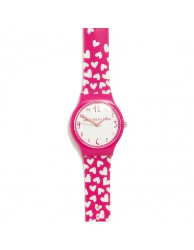 RELOJ PEQUEÑO FLIP FUCSIA CORAZONES...