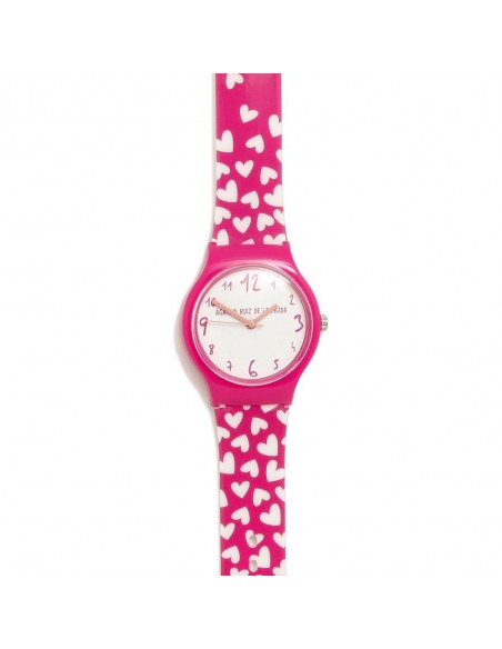 RELOJ PEQUEÑO FLIP FUCSIA CORAZONES DEGRADEÉ