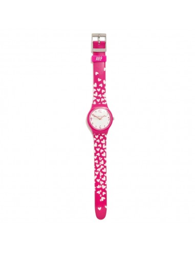 RELOJ PEQUEÑO FLIP FUCSIA CORAZONES...