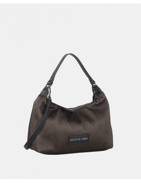BOLSO DE HOMBRO Y BANDOLERA DEVOTA & LOMBA PLISSED MARRON