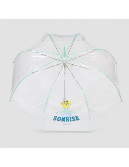 PARAGUAS RIGIDO TRANSPARENTE Mr. WONDERFULL 61/8 " SONRISA "