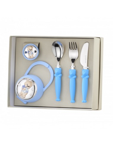 SET PINZA +CHUPETERO+CUBIERTOS TEDDY