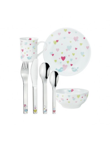 SET VAJILLA CERAMICA 7PIEZAS CORAZONES