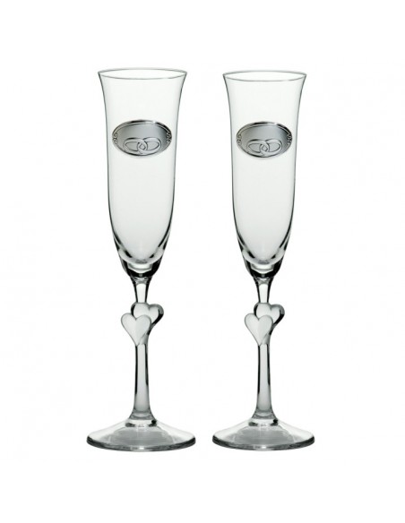 ESTUCHE COPAS DE CRISTAL ALIANZAS CORAZONES