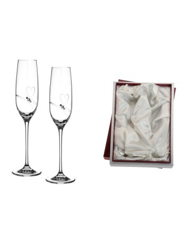 ESTUCHE COPAS DE CRISTAL CORAZON TALLADO