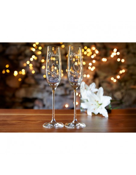 ESTUCHE COPAS DE CRISTAL CORAZON TALLADO