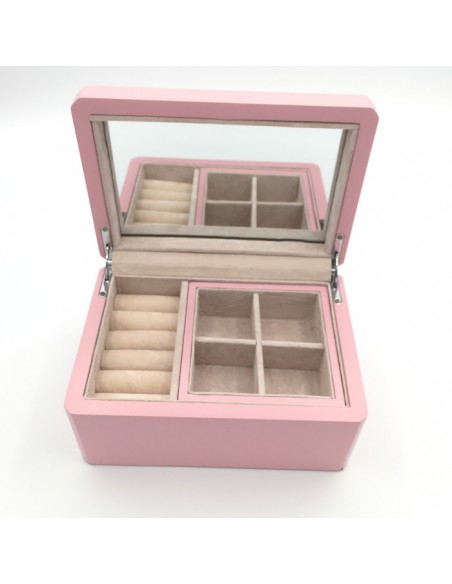 JOYERO MADERA ROSA CON APLIQUES PLATA