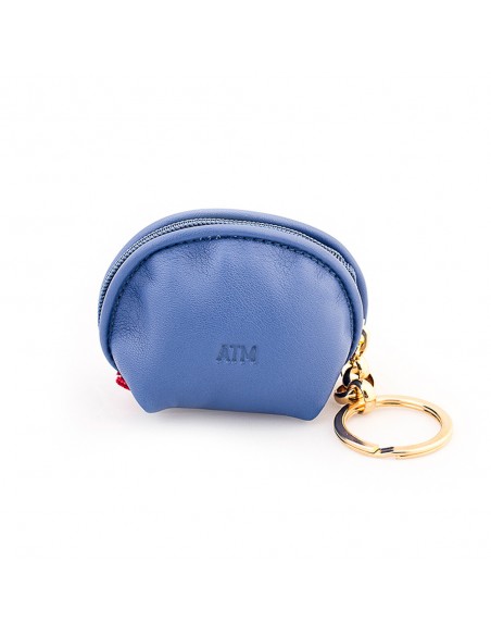 LLAVERO MONEDERO ATLETICO MADRID PIEL C/FORMA ABANICO "AZUL"