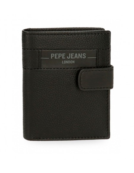 BILLETERO MONEDER DE PIEL PEPE JEANS CHECKBOX CON BROCHE