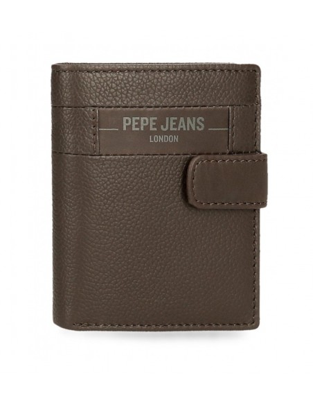 BILLETERO MONEDER DE PIEL PEPE JEANS CHECKBOX CON BROCHE