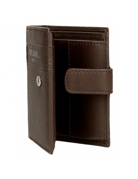 BILLETERO MONEDER DE PIEL PEPE JEANS CHECKBOX CON BROCHE