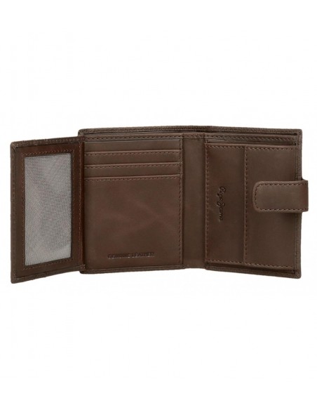 BILLETERO MONEDER DE PIEL PEPE JEANS CHECKBOX CON BROCHE