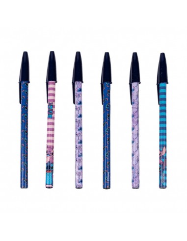 SET DE BOLIGRAFOS STITCH 6 PIEZAS AZUL