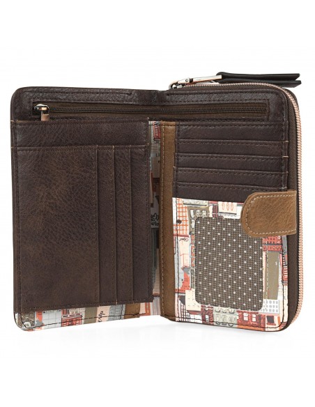 BILLETERO- MONEDERO GRANDE SKPAT BUILDINGS MARRON