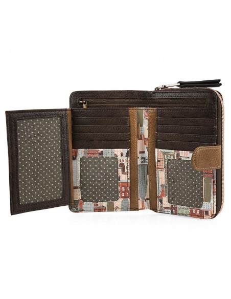 BILLETERO- MONEDERO GRANDE SKPAT BUILDINGS MARRON