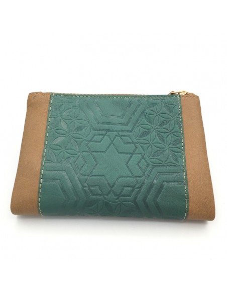 BILLETERO PIEL MENTA PEQ. BEIGE/VERDE VICTORIA