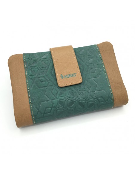 BILLETERO PIEL MENTA PEQ. BEIGE/VERDE VICTORIA