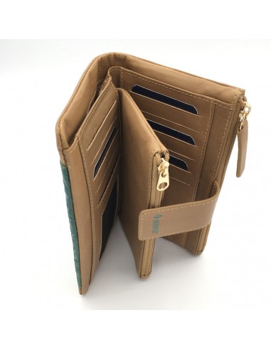 BILLETERO PIEL MENTA PEQ. BEIGE/VERDE...