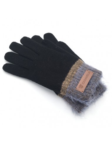 GUANTE LANA NEGRO CARAMELO