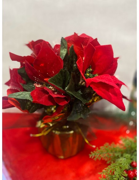 PLANTA DE PASCUA ARTIFICIAL ROJA CON LUZ