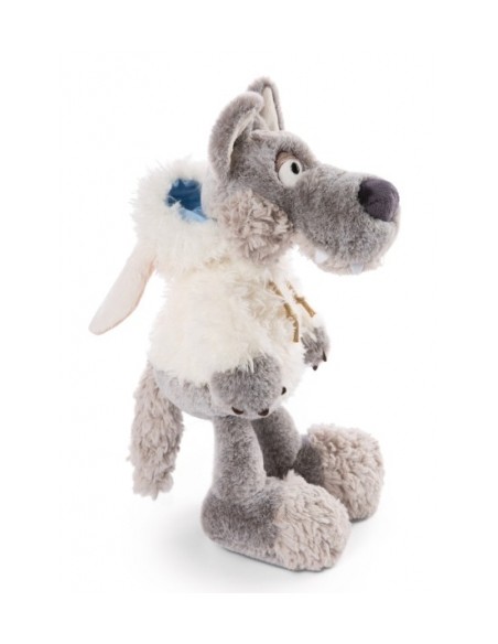 PELUCHE LOBO ULVY CON PIEL DE CORDERO NICI 25CM.