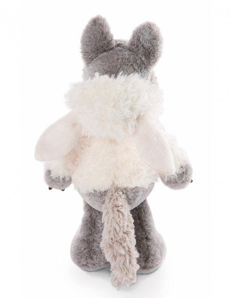 PELUCHE LOBO ULVY CON PIEL DE CORDERO NICI 25CM.