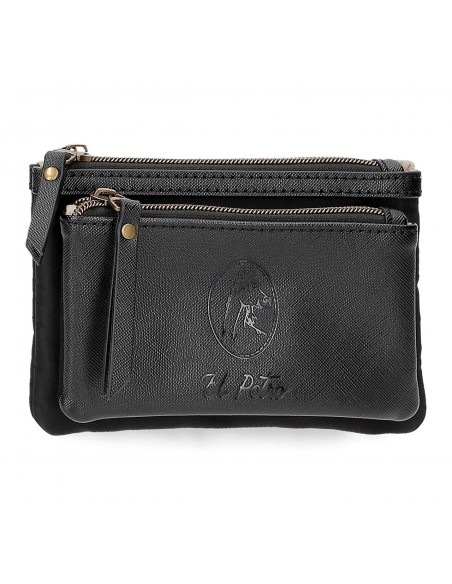 MONEDERO DOBLE  EL POTRO LANA NEGRO