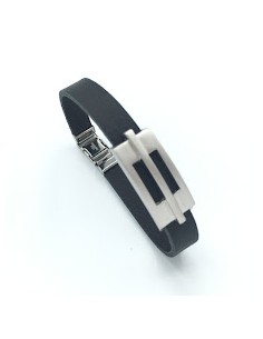 PULSERA CUERO PIEZA ACERO...