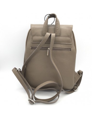 MOCHILA DE PIEL TAUPE POMPONES