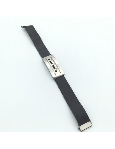 PULSERA PIEL CON PLACA PLATA DE LEY