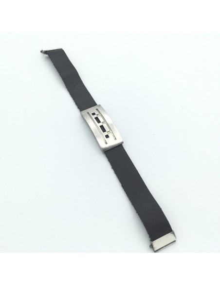 PULSERA PIEL CON PLACA PLATA DE LEY