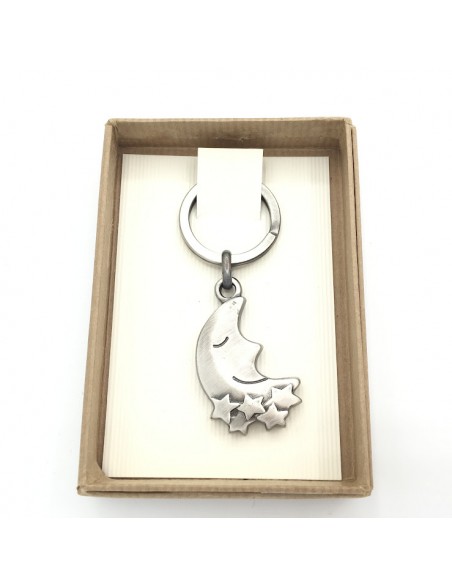 LLAVERO METAL LUNA CON ESTRELLAS