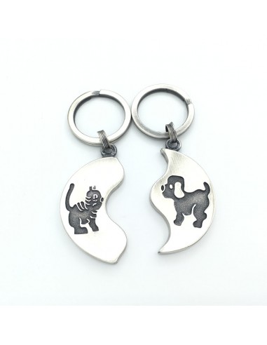 LLAVERO DOBLE CIRCULO GATO Y PERRO