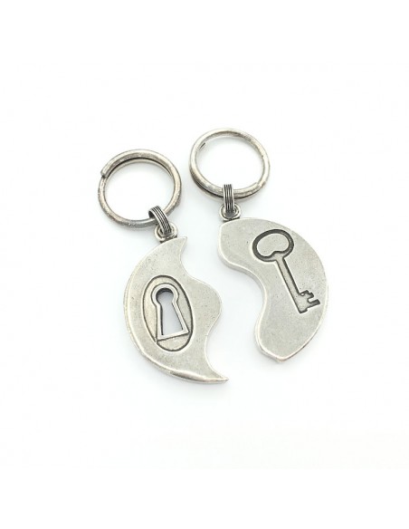 LLAVERO DOBLE CIRCULO LLAVE Y CERRADURA