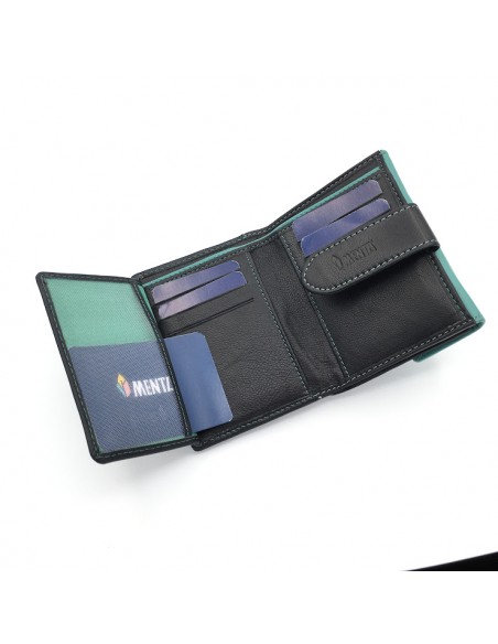 BILLETERO MONEDERO PIEL MENTA DURBAN NEGRO-VERDE