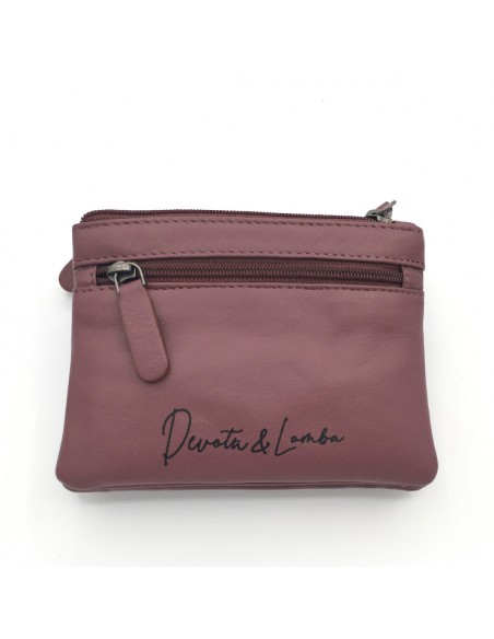 MONEDERO DOBLE DE PIEL DEVOTA & LOMBA BURDEOS