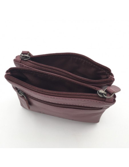 MONEDERO DOBLE DE PIEL DEVOTA & LOMBA BURDEOS