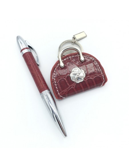 SET BOLIGRAFO Y LLAVERO CON APLIQUE EN PLATA DE LEY