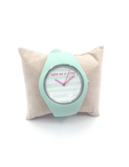 RELOJ SILICONA VERDE AGUA ESFERA RAYAS AGATHA RUIZ DE LA PRADA