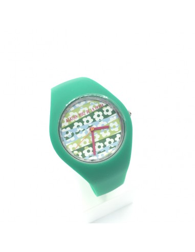 RELOJ SILICONA VERDE ESFERA FLORES...