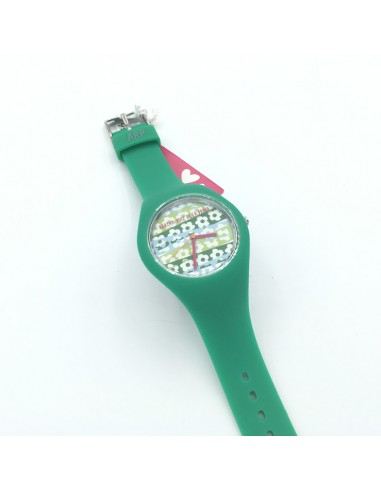 RELOJ SILICONA VERDE ESFERA FLORES...