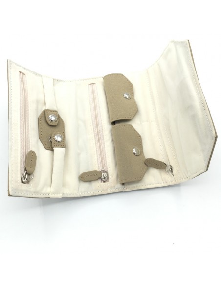 JOYERO DE VIAJE POLIPIEL CON APLIQUE DE PLATA DE LEY