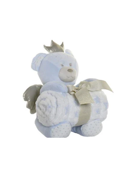PELUCHE OSO CON MANTA BEBE AZUL