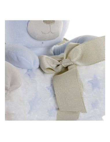 PELUCHE OSO CON MANTA BEBE AZUL